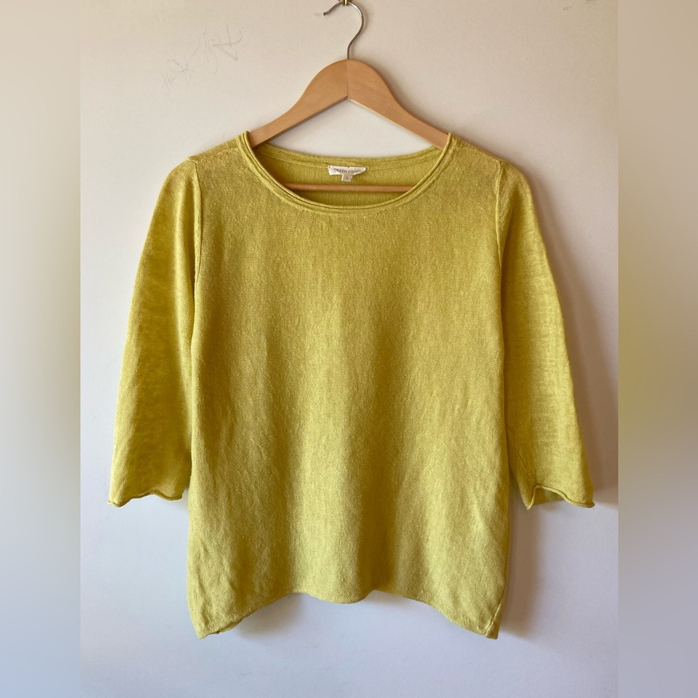 Eileen Fisher linen knit in chartreuse
